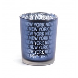 Blue Frosted New York Candle Glass