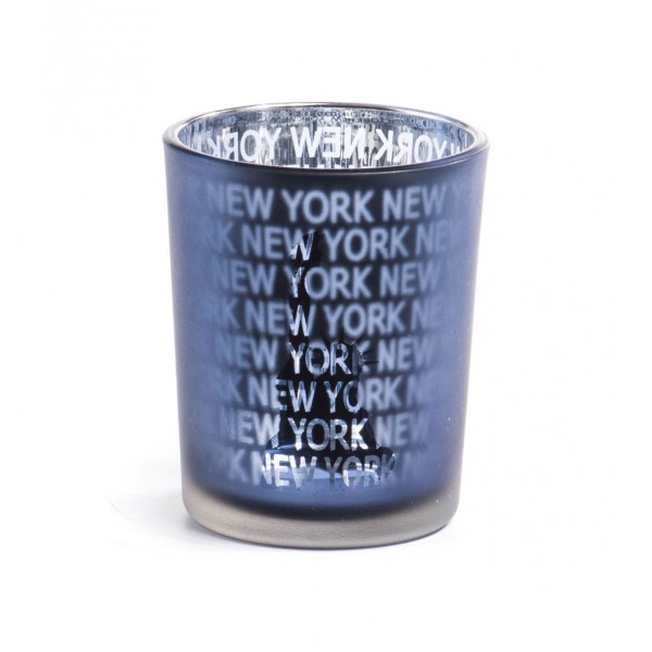 Blue Frosted New York Candle Glass