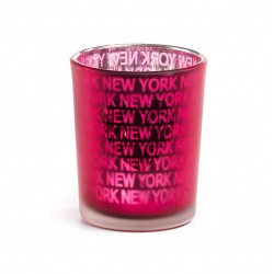 Fuschia Frosted New York Candle Glass