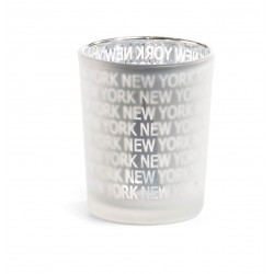White Frosted New York Candle Glass