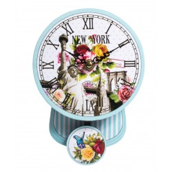 Blue Striped Pendulum Clock 