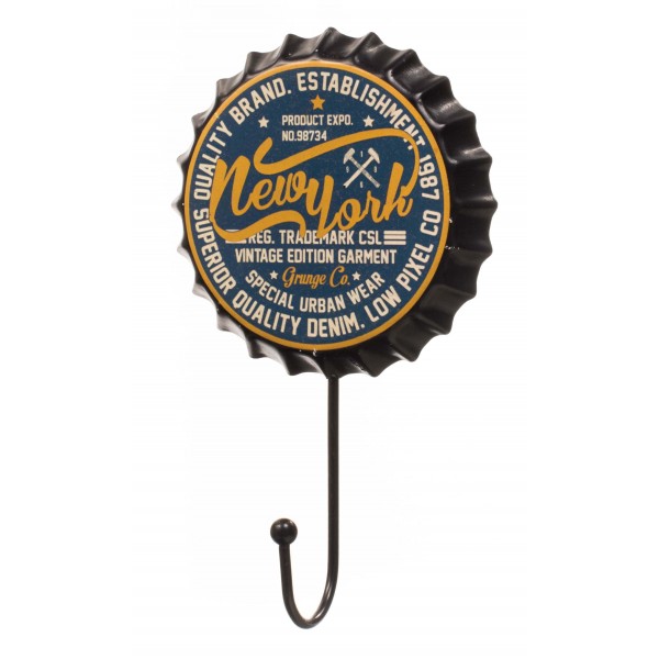 Retro Yellow & Blue New York Beer Cap Hanger