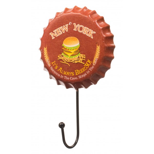 Retro Red Burger New York Beer Cap Hanger